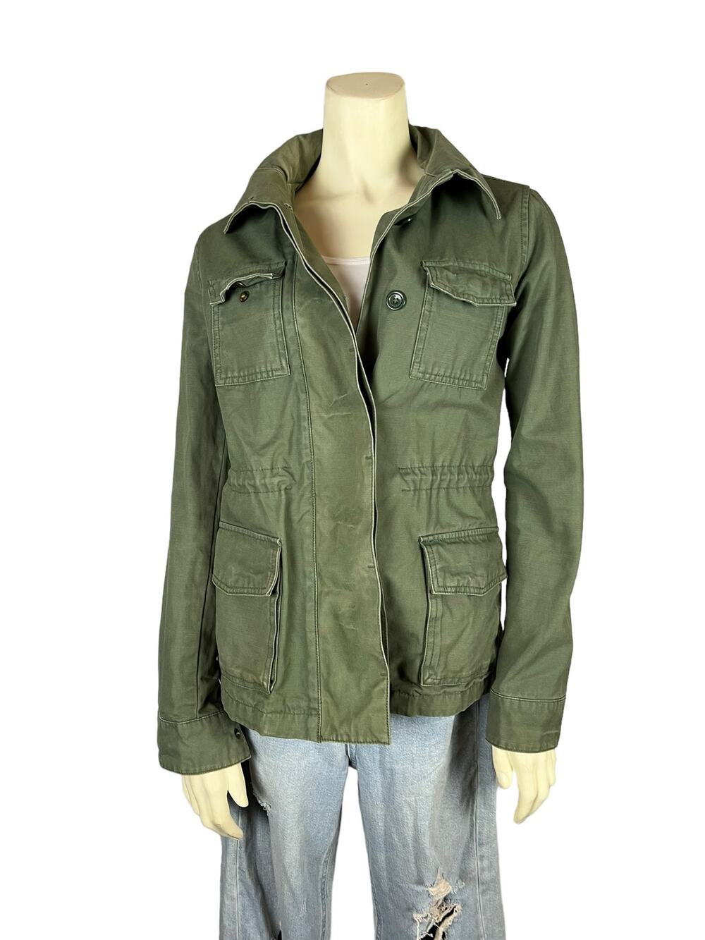 Ecote XS Green Cotton Canvas Utility Jacket Field Gorp Cargo Neutral Casual